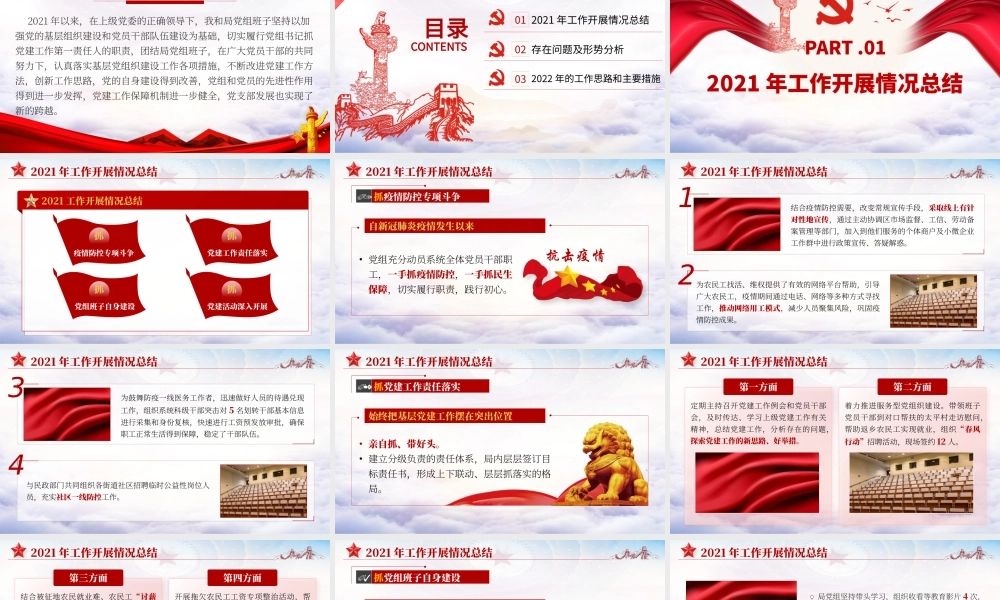 2022基层党建工作总结汇报党员干部工作总结专题党课PPT课件（带内容）.pptx
