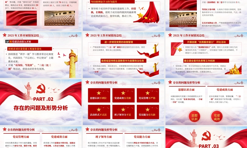 2022基层党建工作总结汇报党员干部工作总结专题党课PPT课件（带内容）.pptx