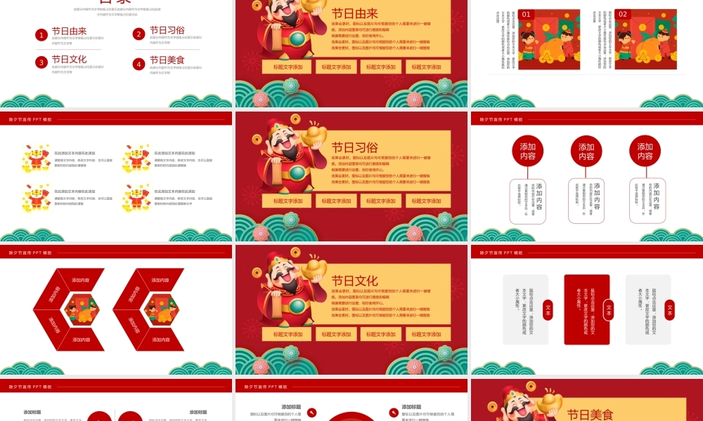 简洁除夕夜习俗文化宣传ppt模板.pptx