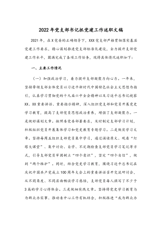 2022年党支部书记抓党建工作述职文稿.docx