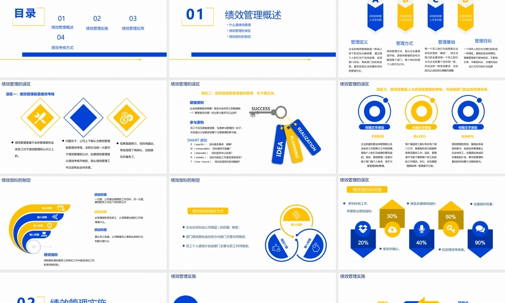 黄蓝色扁平企业培训绩效管理培训PPT模板.pptx