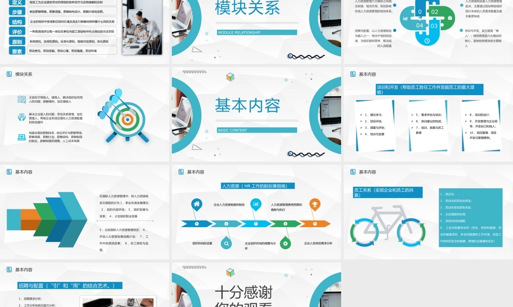 企业管理之人力资源六大模块含义解说员工入职转正技能培训汇报PPT模板.pptx