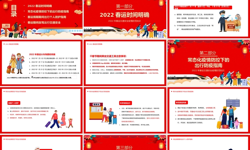 红色卡通中国风春运安全注意事项PPT模板.pptx