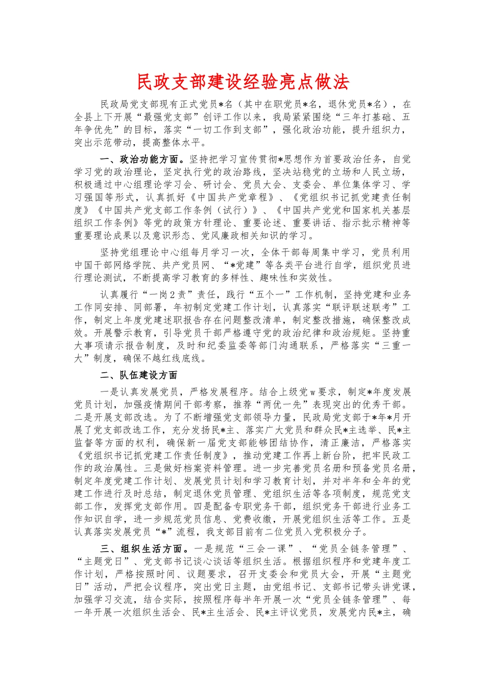 民政支部建设经验亮点做法.docx_第1页