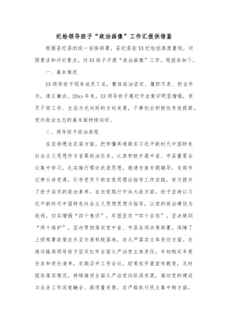 纪检领导班子“政治画像”工作汇报供借鉴.docx