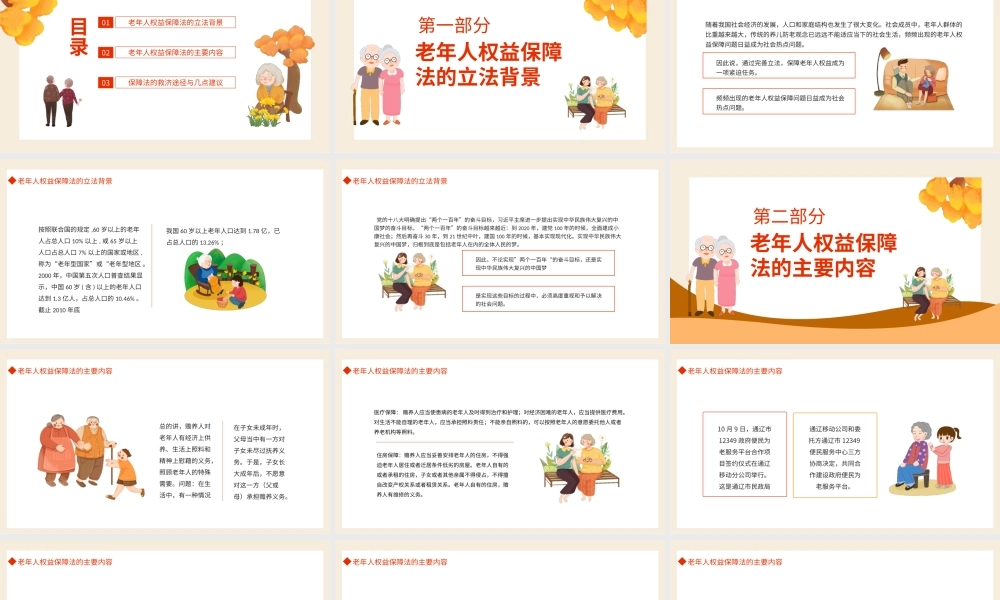 老年人权益保障法插画风老年人权益保障法知识讲座专题PPT课件（带内容）.ppt