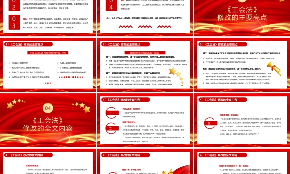 学习2022中华人民共和国工会法全文PPT课件（带内容）.pptx