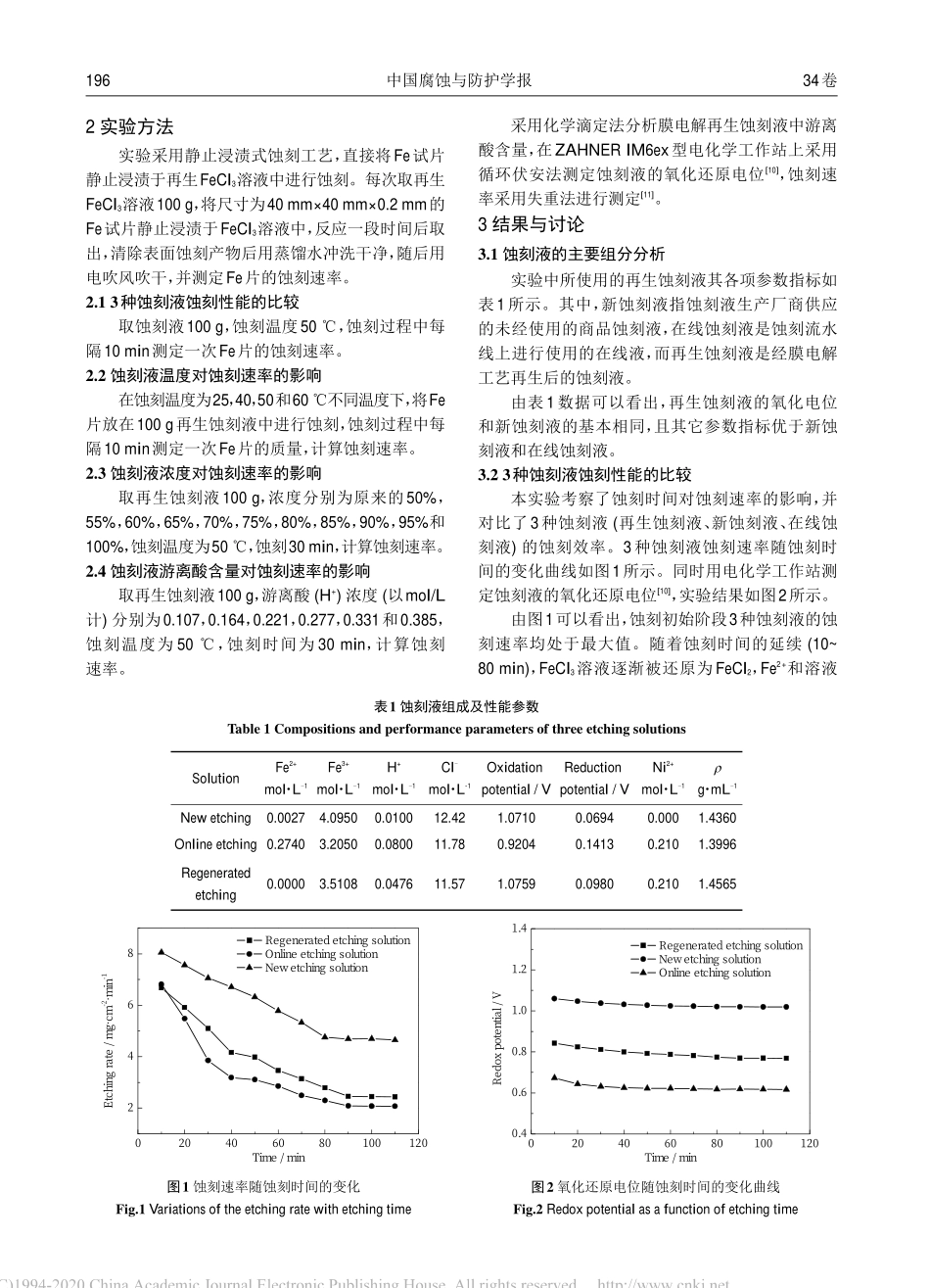 膜电解法再生FeCl_3蚀刻液的蚀刻性能研究.pdf_第2页
