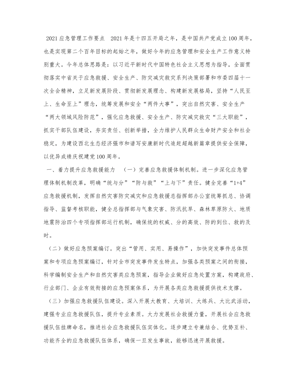 2021应急管理工作要点.docx_第1页