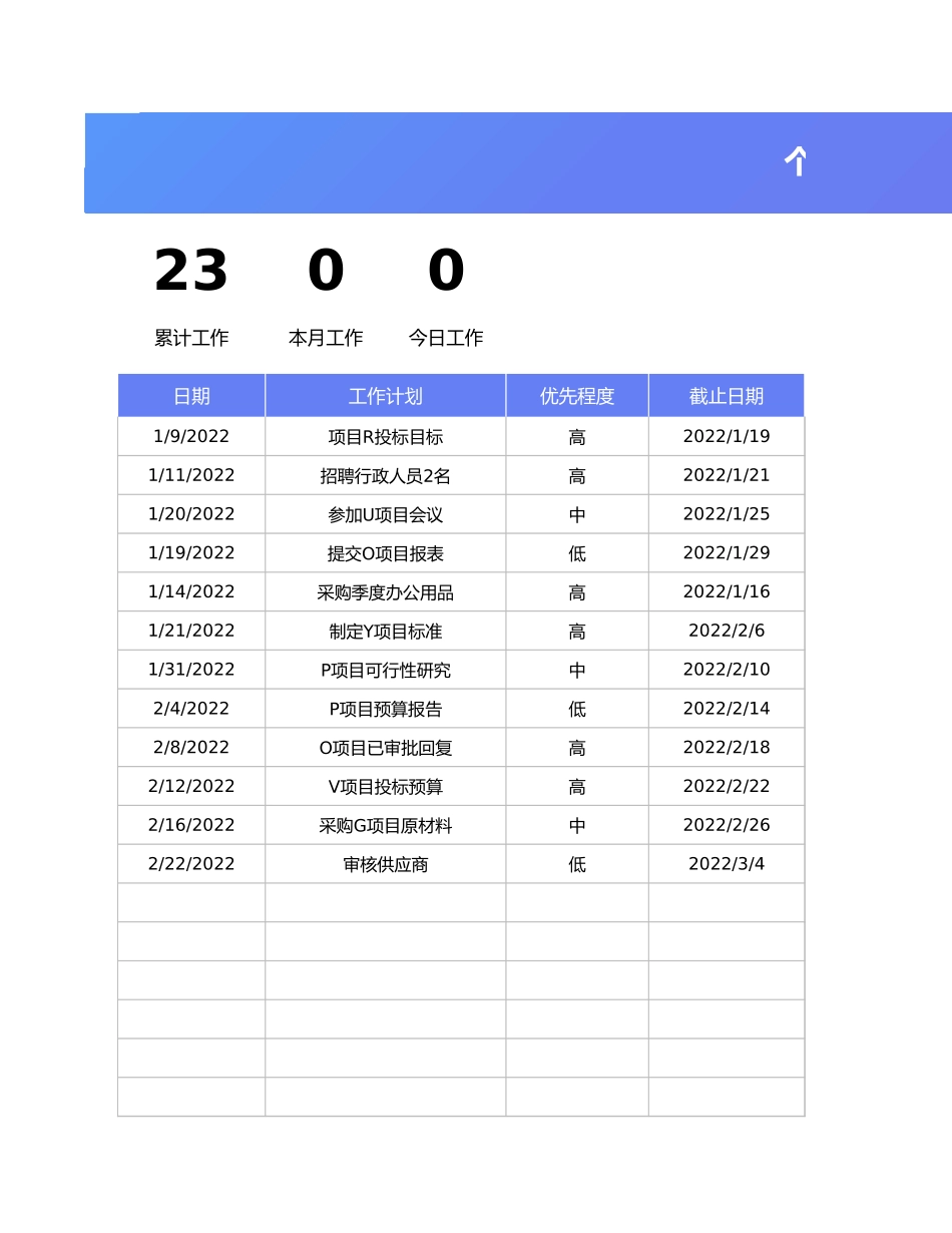 个人工作追踪表-工作进度表.xlsx_第1页