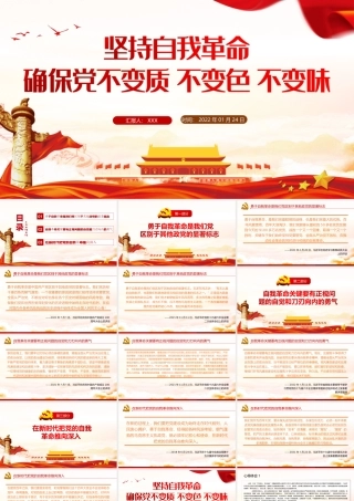 坚持自我革命确保党不变质不变色不变味专题党课培训PPT课件（带内容）.ppt