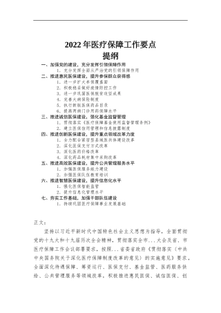 2022年医疗保障工作要点汇报.docx