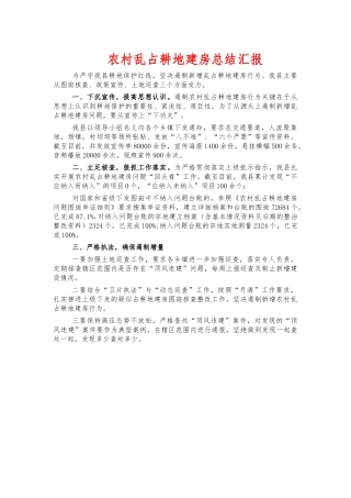 农村乱占耕地建房总结汇报.docx