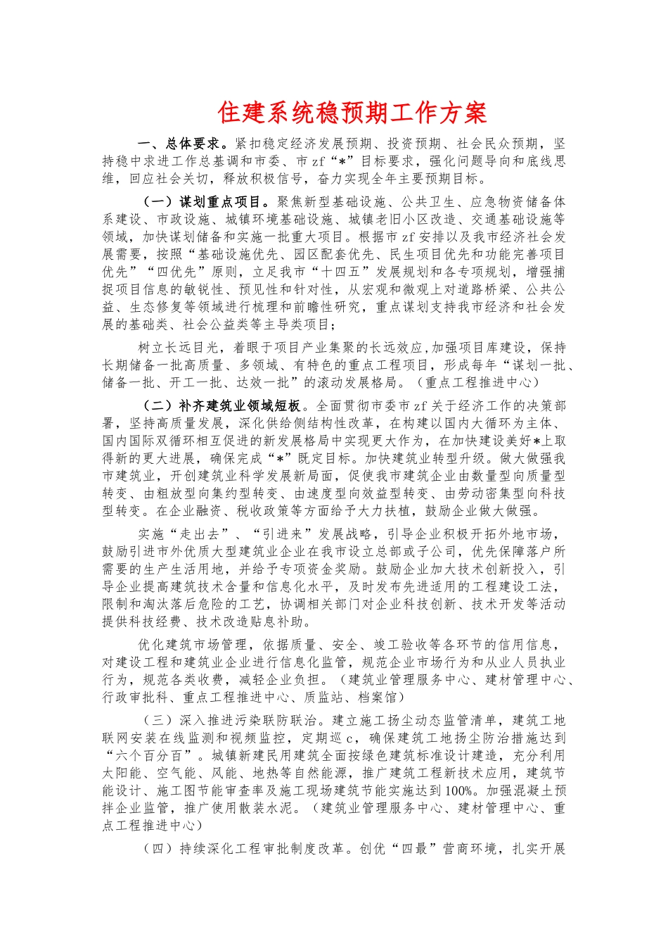 住建系统稳预期工作方案.docx_第1页