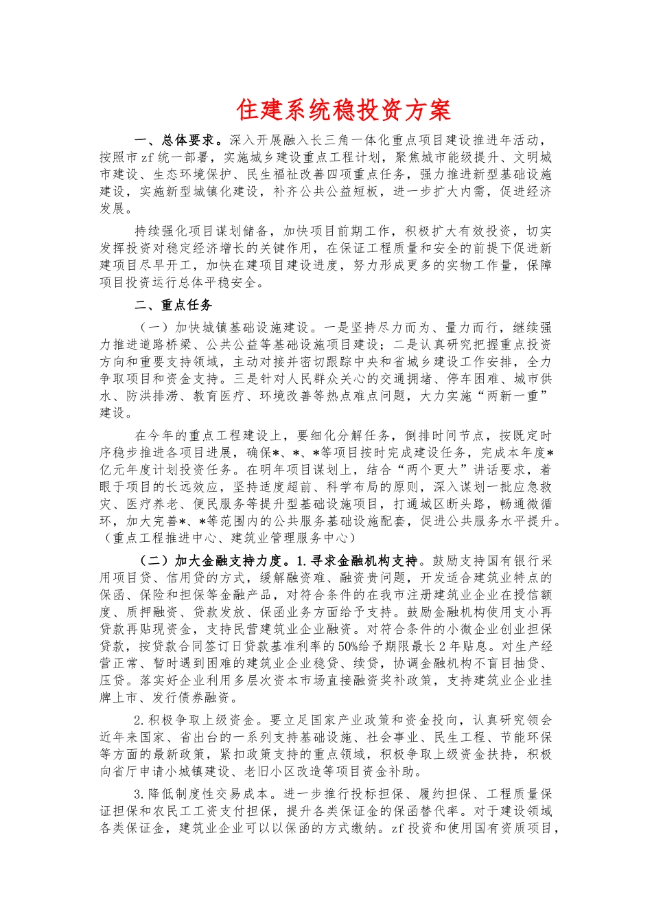 住建系统稳投资方案.docx_第1页