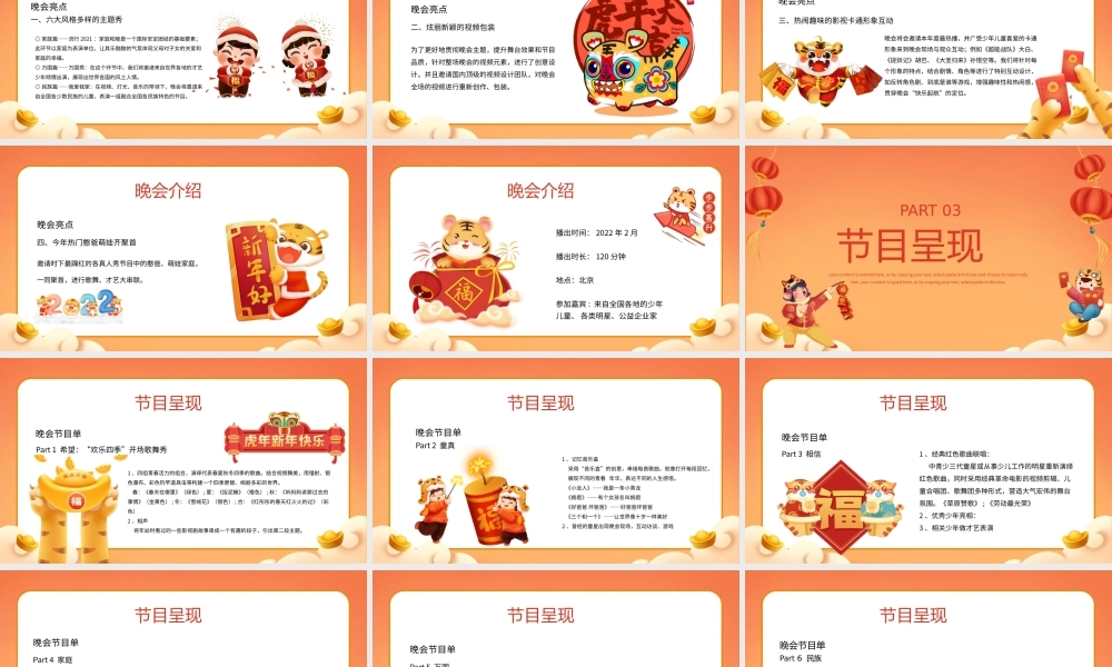 卡通风虎年少儿春节晚会PPT模板.pptx