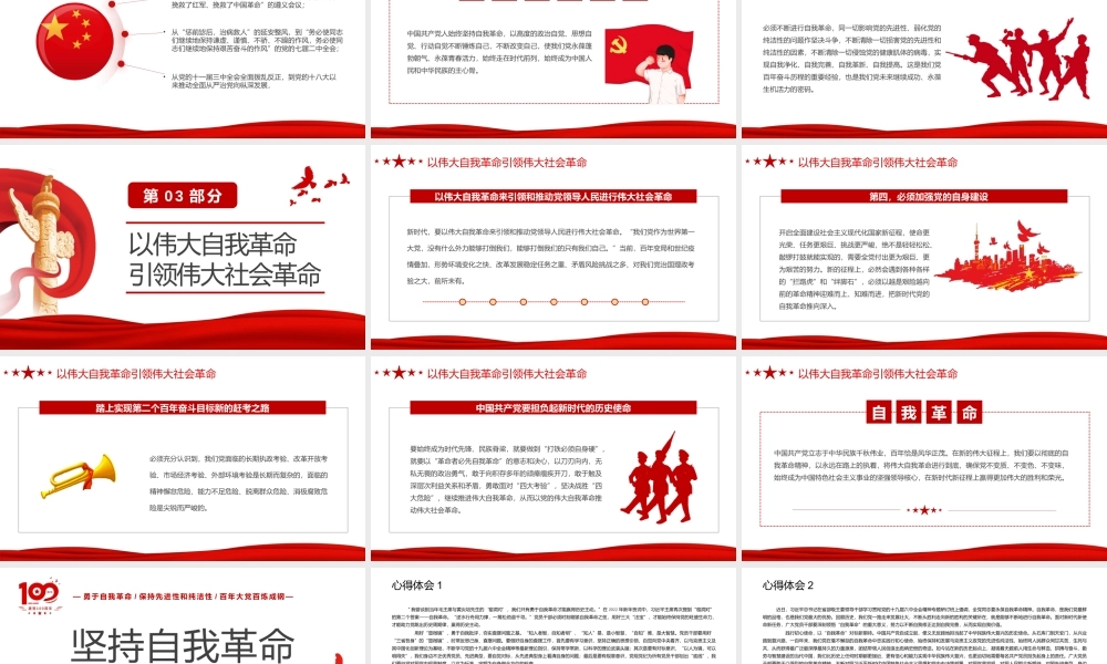 勇于自我革命保持先进性和纯洁性百年大党百炼成钢专题党课PPT课件（带内容）1.pptx