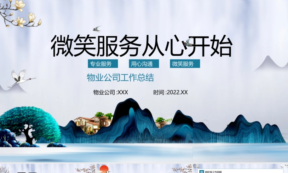 2022物业年终工作总结-微笑服务从心开始PPT模板.pptx