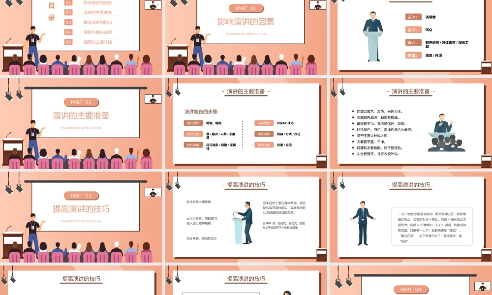 扁平卡通风演讲技巧培训PPT模板.pptx