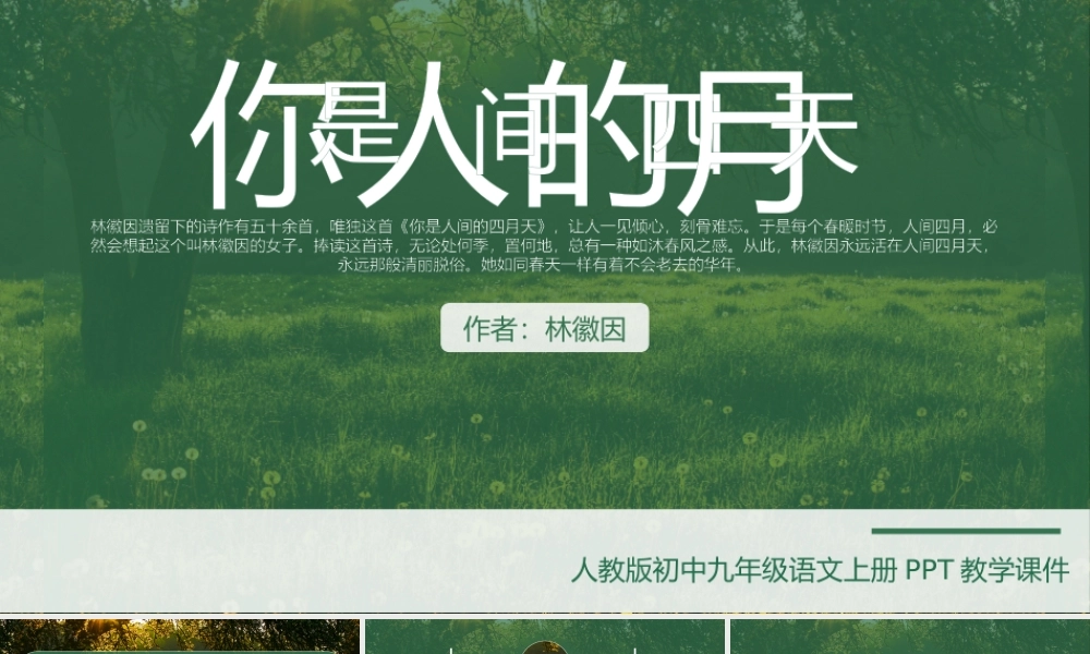初中语文人教版九年级林徽因你是人间的四月天教育教学课件.pptx