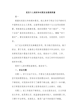 党员个人剖析和对照发言提纲两篇.docx
