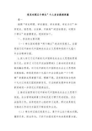党员对照五个带头”个人发言提纲两篇.docx