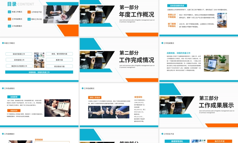 XX公司后勤管理年终总结计划PPT课件（带内容）.ppt
