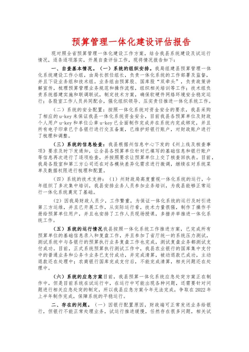 预算管理一体化建设评估报告.docx_第1页