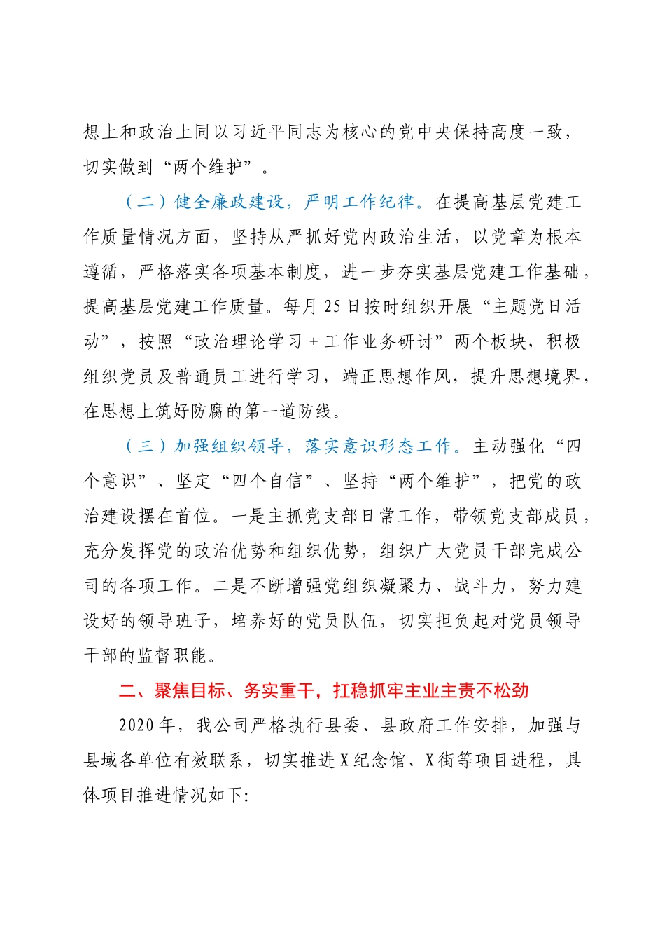 好公文推荐-X公司党支部书记董事长度述职报告.docx_第2页