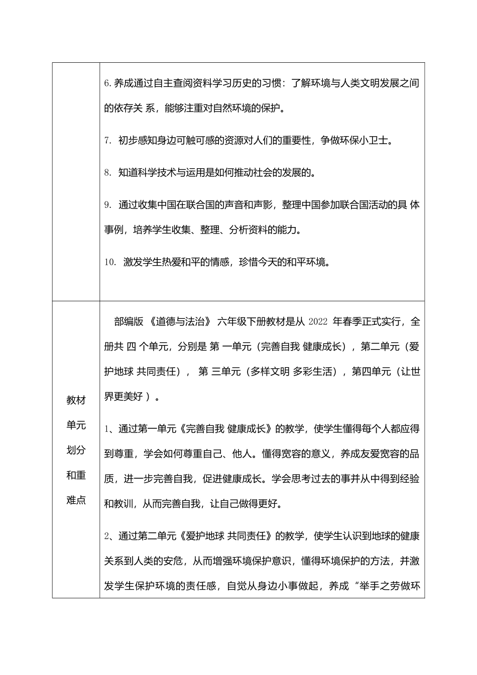 2022年春部编小学六年级下册《道德与法治》全册教案（附：教学计划及教学进度表）.docx_第3页
