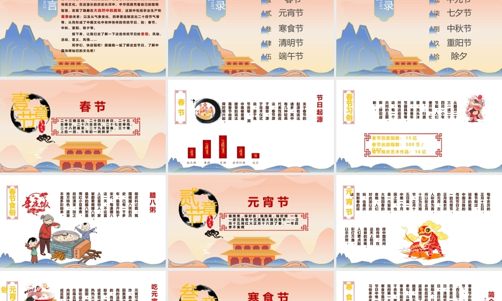 国潮风中国文化传统节日介绍主题班会PPT课件（带内容）.pptx