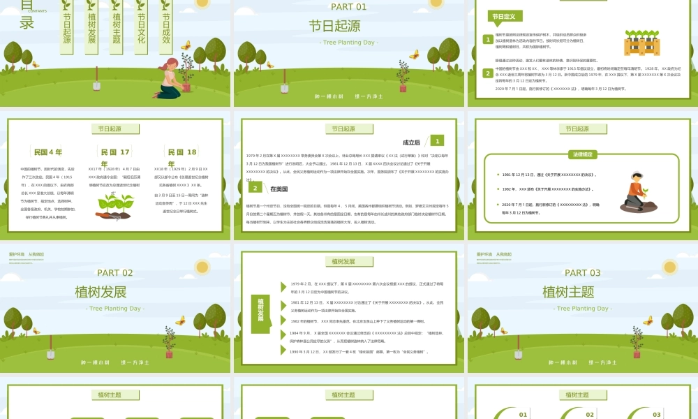 绿色卡通312植树节介绍宣传PPT课件（带内容）.ppt