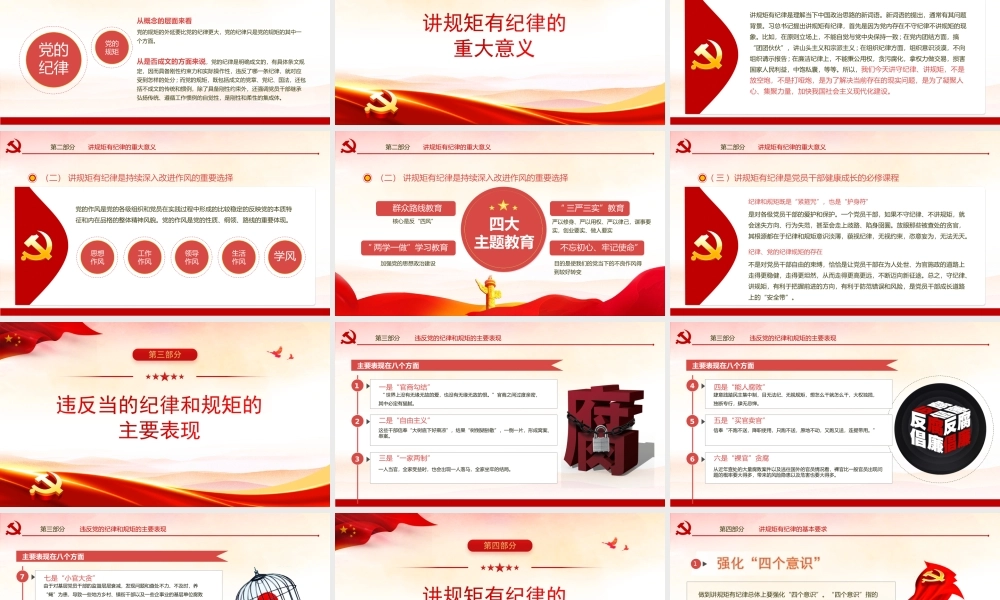 2022年党支部专题廉政教育-党员干部要讲规矩有纪律PPT课件（带内容）.ppt