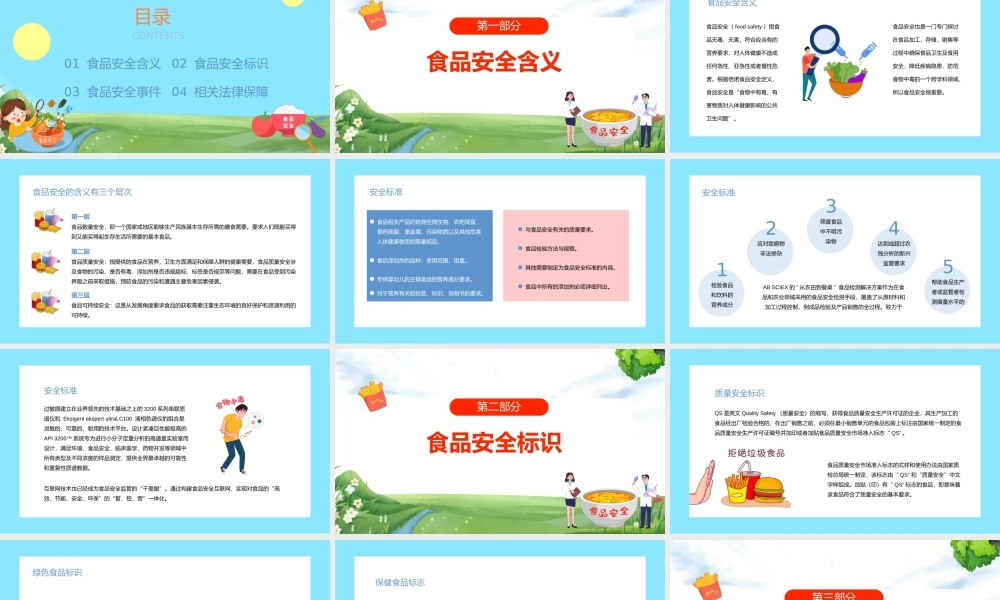 卡通风中小学生食品安全知识科普主题班会PPT课件（带内容）.pptx