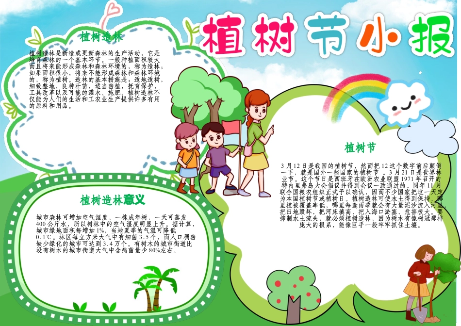 植树节手抄报春天来了春游踏青环保电子小报A4模板.docx_第1页