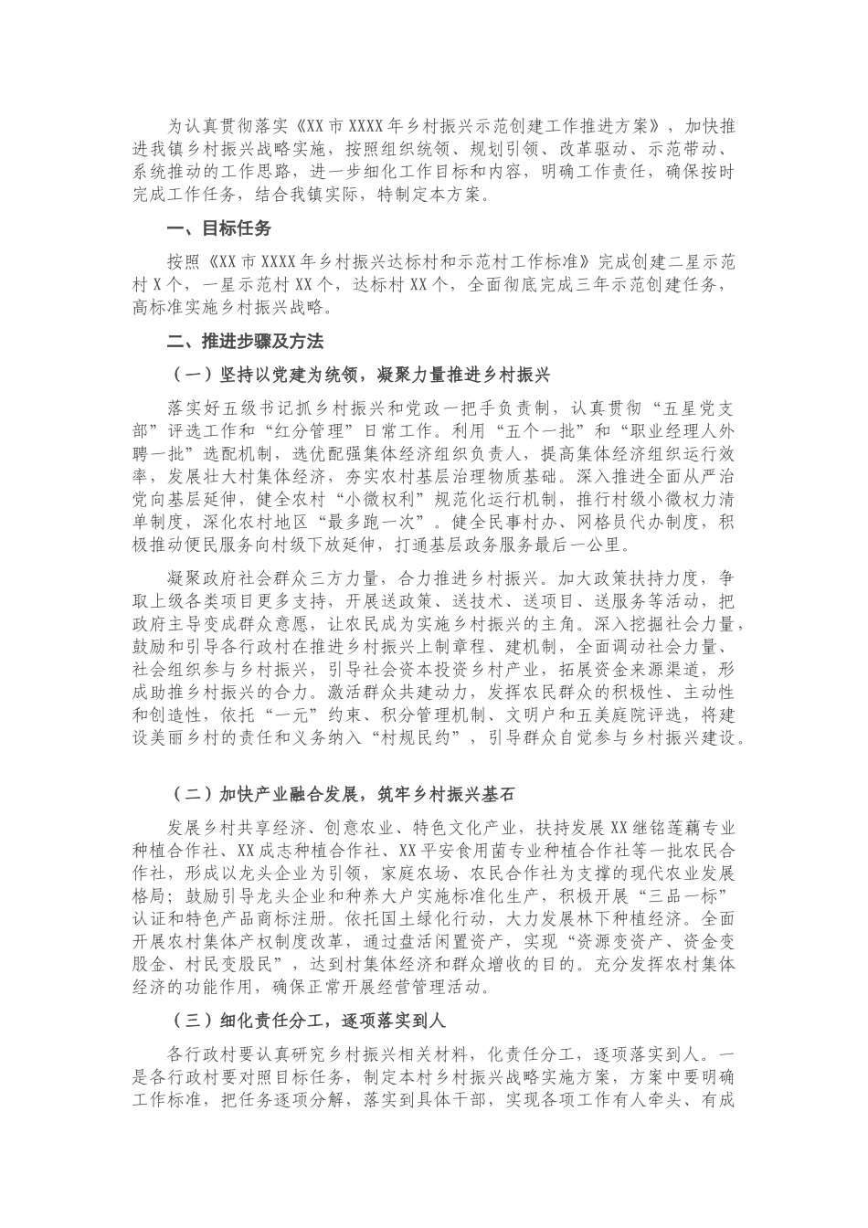 X镇乡村振兴实施方案.docx_第1页