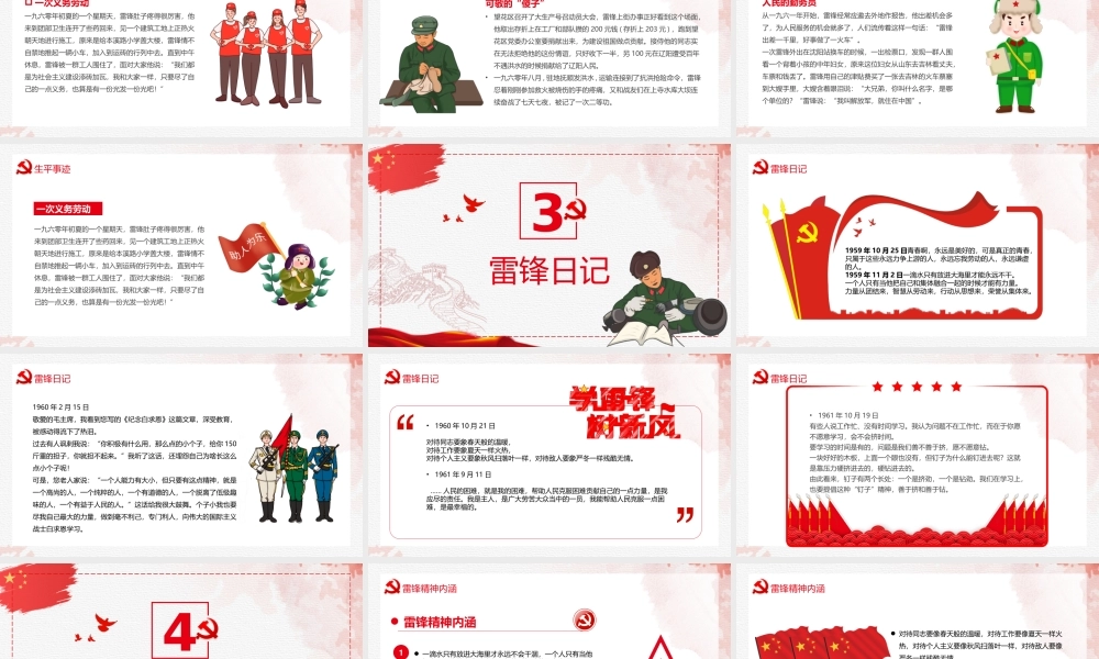 红色卡通学雷锋日宣传汇报PPT模板.pptx
