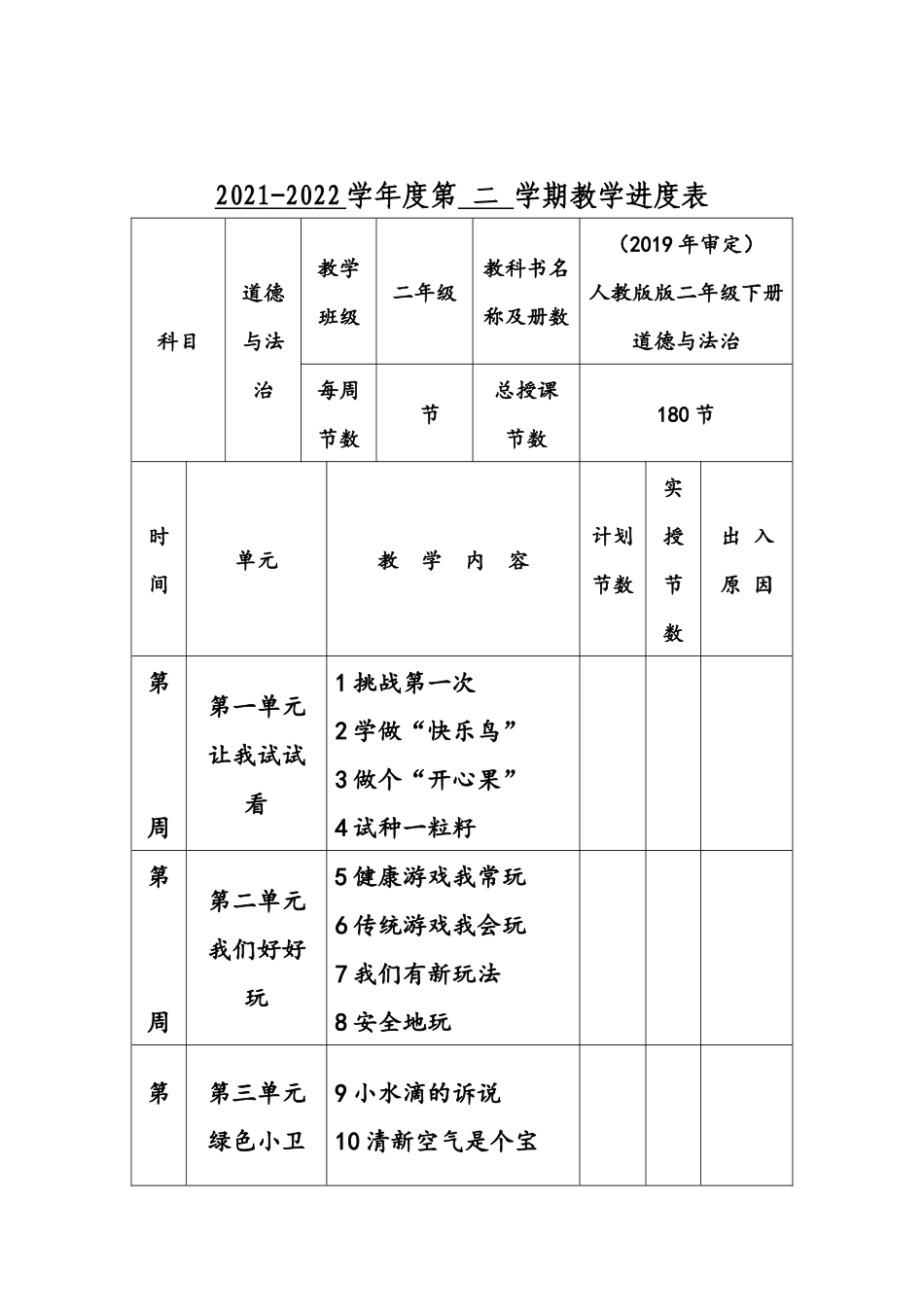 2022年部编审定人教版小学二年级下册《道德与法治》全册教案.docx_第2页