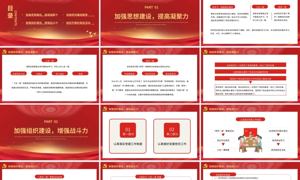 红色党建风党支部年终工作总结PPT模板.pptx