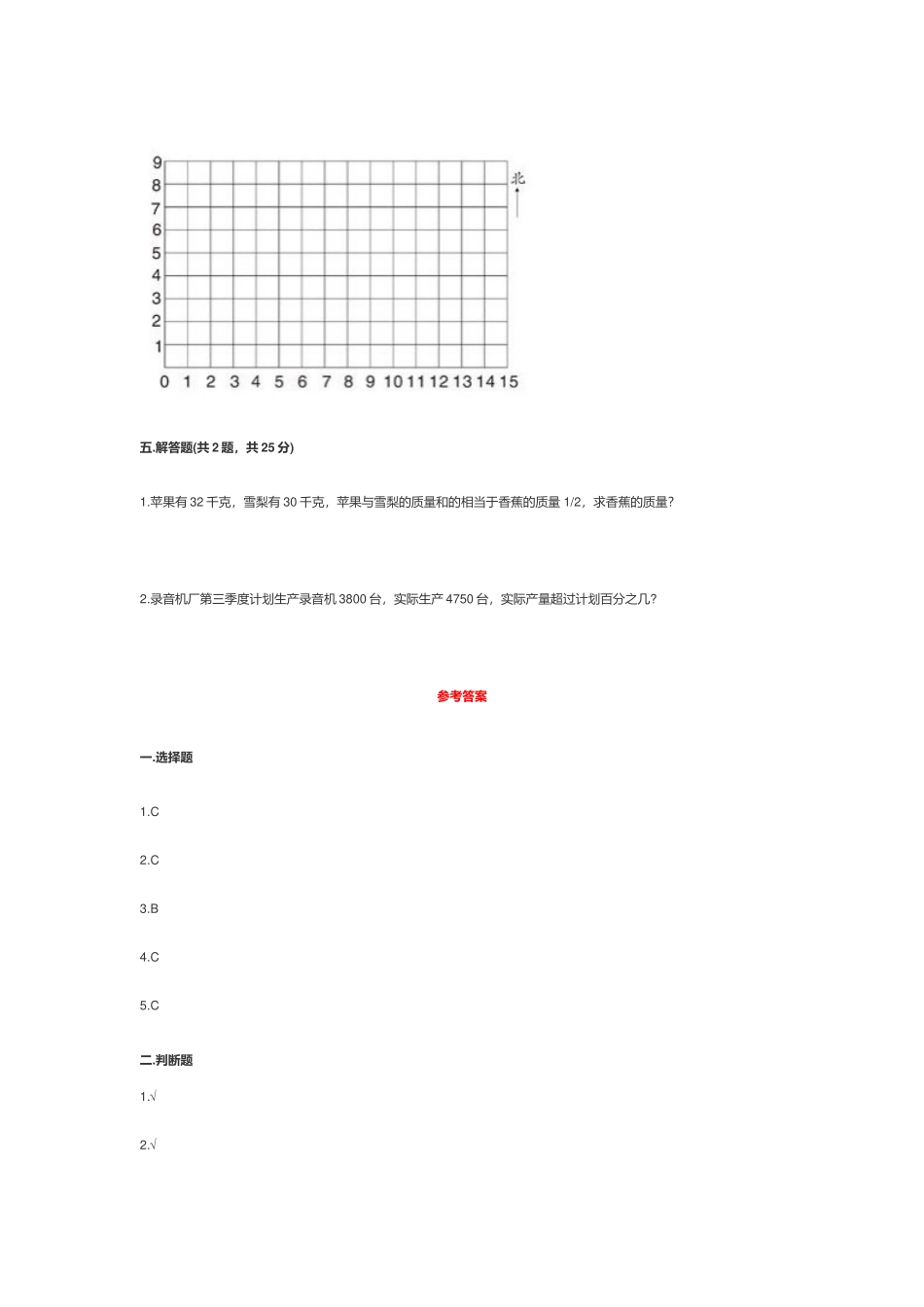 人教版2022-2023小学六年级数学上册期末考试卷及答案.docx_第3页
