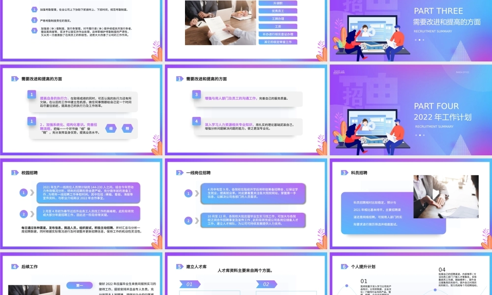 紫色渐变招聘年终总结PPT动态模板.pptx