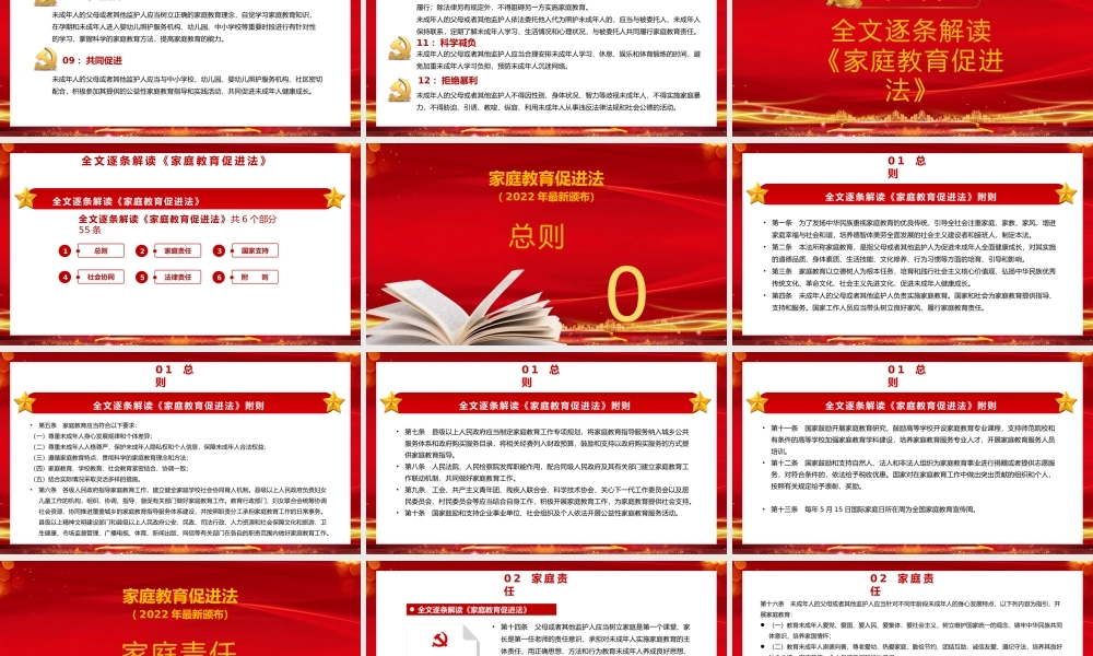 红色党政《家庭教育促进法》重点内容解读PPT模板.pptx