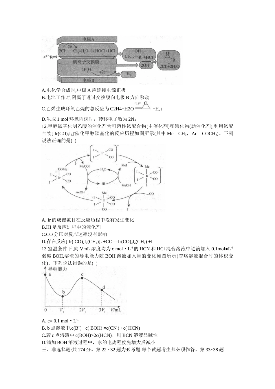 2022届高三模拟考试理科综合能力化学试卷.docx_第2页