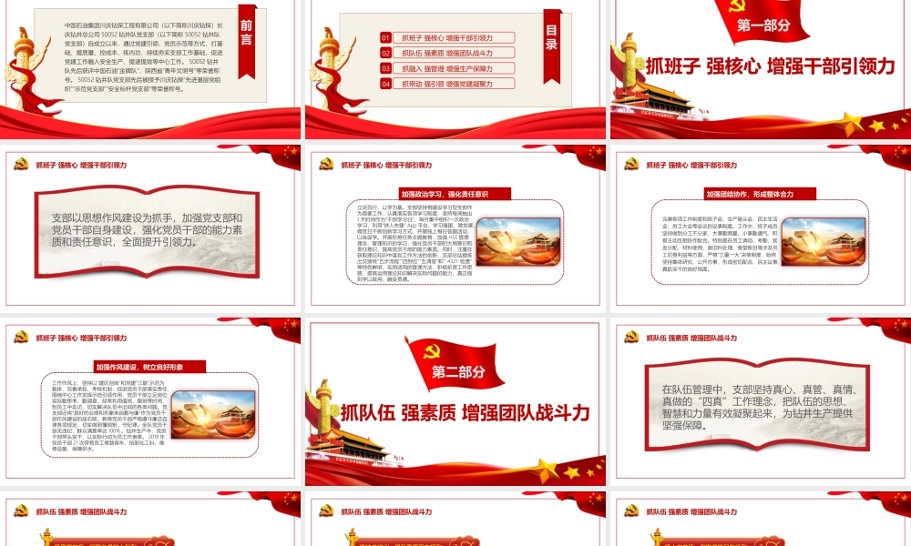 党旗引领 “四抓四强”筑牢支部战斗堡垒PPT课件（带内容）.ppt