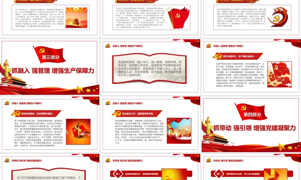 党旗引领 “四抓四强”筑牢支部战斗堡垒PPT课件（带内容）.ppt
