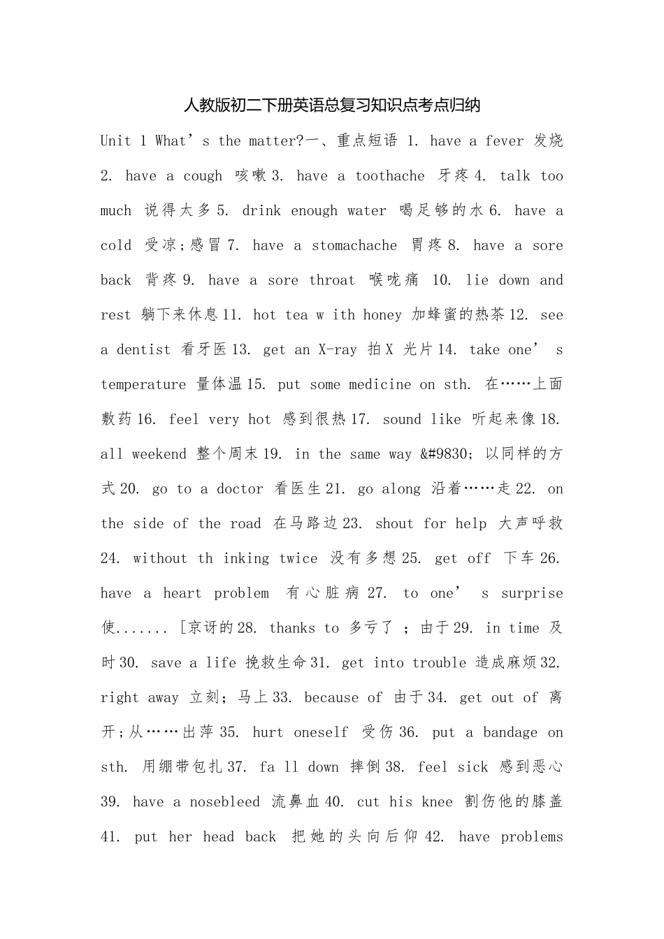 人教版初二下册英语总复习知识点考点归纳_1.docx_第1页