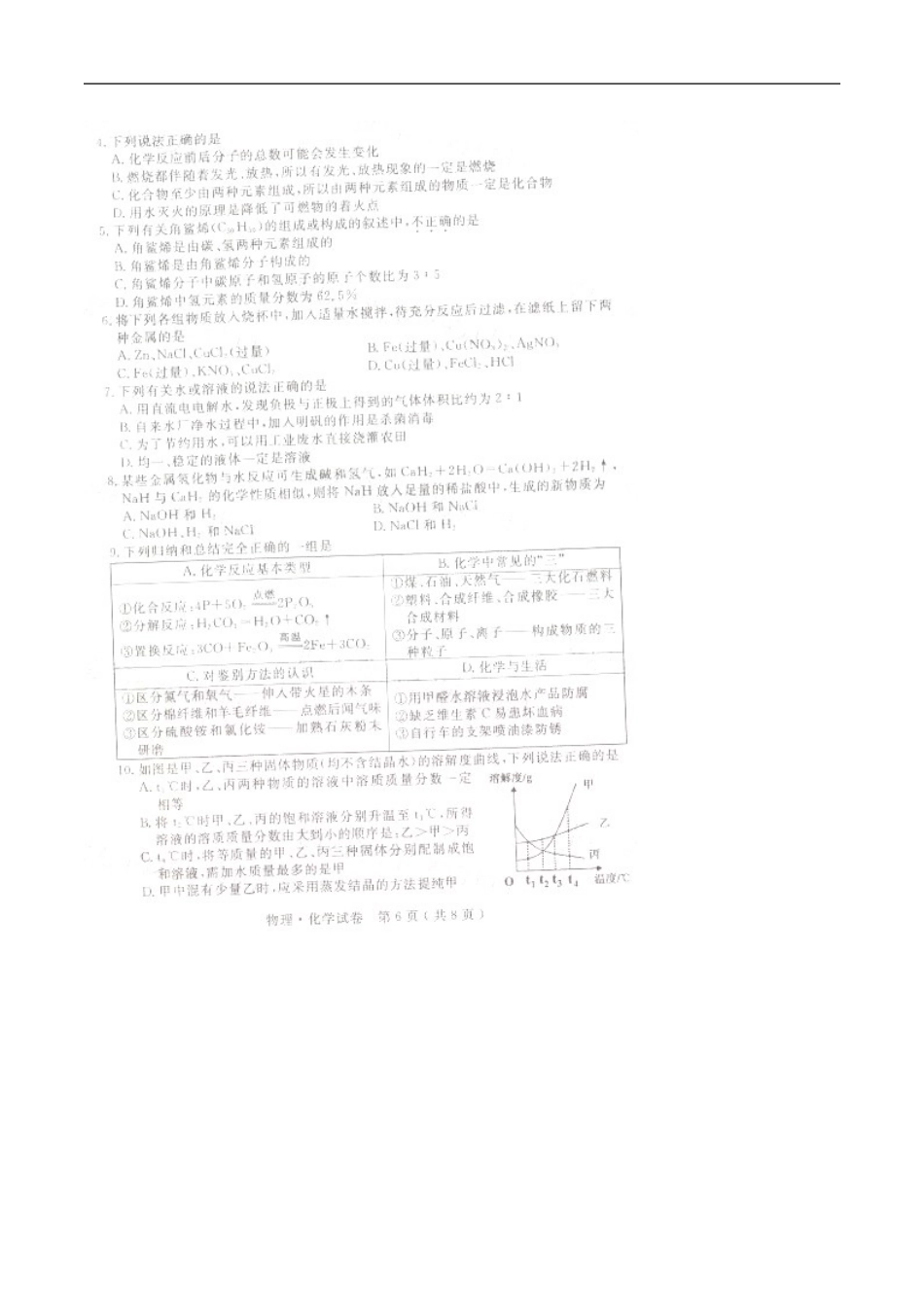 江苏 宿迁 2016年中考化学试题（图片版含答案）.doc_第2页
