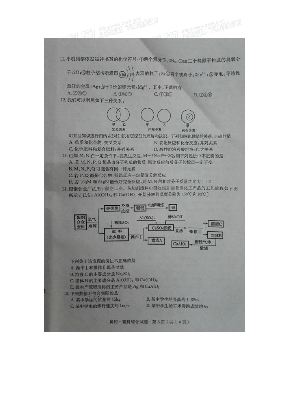 湖北 黄冈 2016年中考理综（化学部分）试题（扫描版含答案）.doc_第2页
