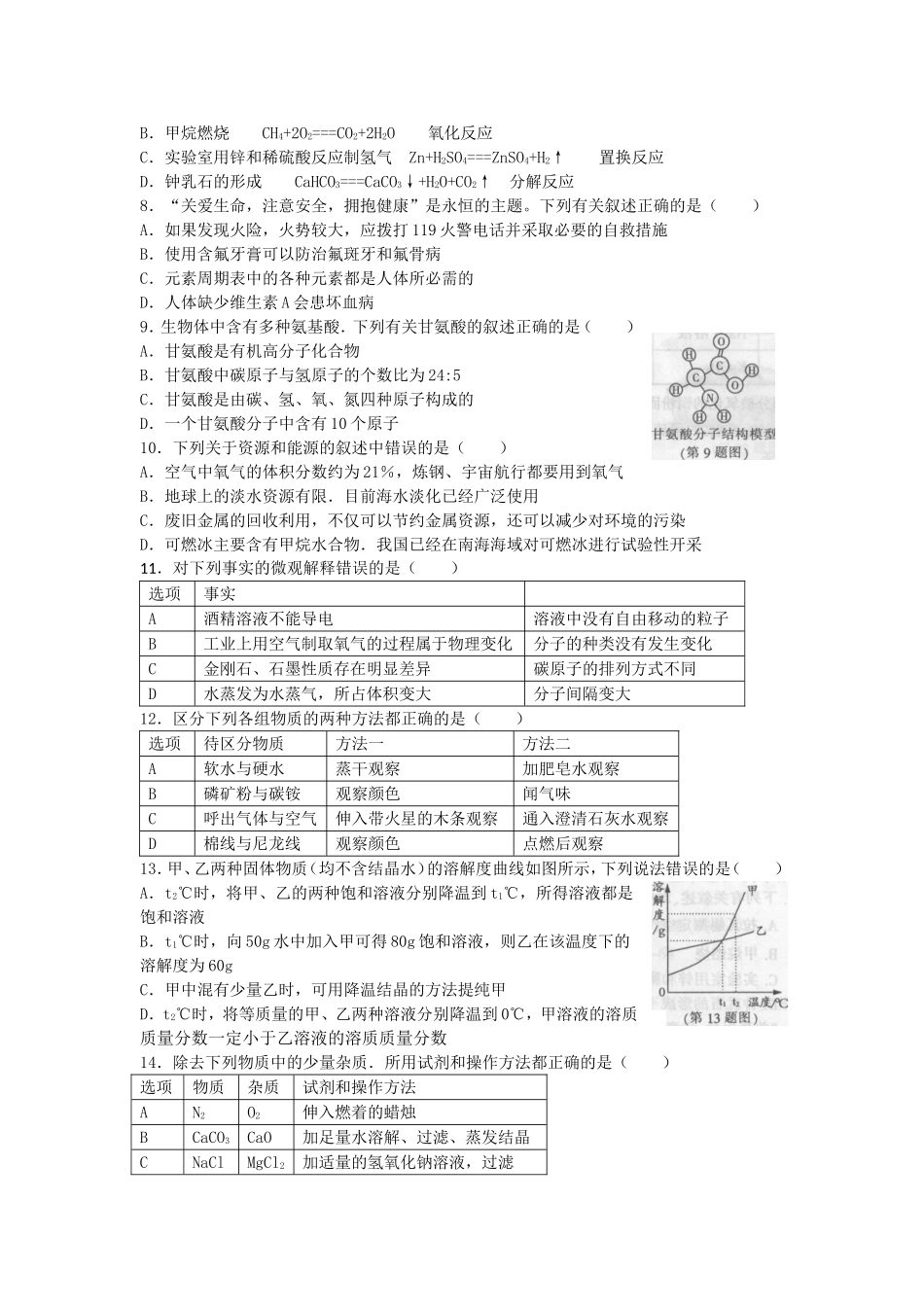 黑龙江 哈尔滨 2017年中考理综（化学部分）试题.doc_第2页