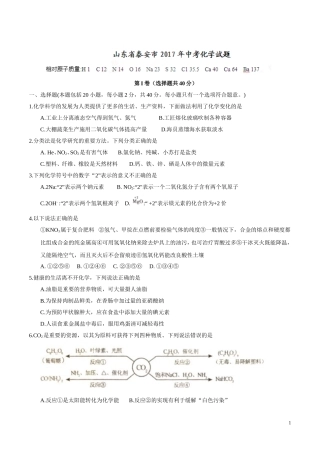 山东 泰安 2017年中考化学试题.doc